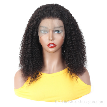 Wholesale Full Cuticle 100%  Human Hair Wig Brazilian Afro Kinky Curly Lace Front Virgin Human Hair Lace Wigs For Woman